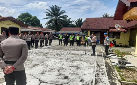 Gelar Apel Kesiapan Pengamanan Potang Balimau dan Tarawih, Senkom Rohul Siagakan Personel di Ujungbatu