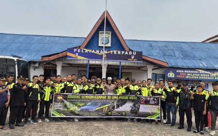 KaSatlantas Polres Kampar Lepas Touring Senkom dan JRI Chapter Kampar Menuju Sumatera Barat