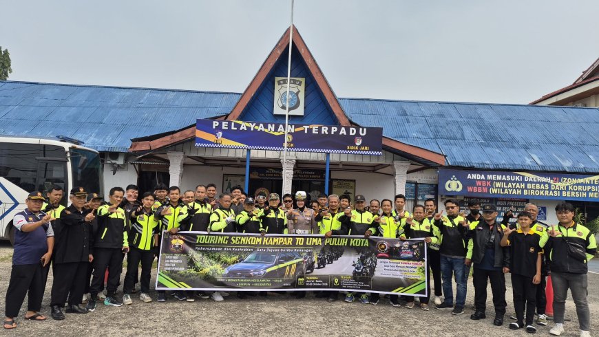 KaSatlantas Polres Kampar Lepas Touring Senkom dan JRI Chapter Kampar Menuju Sumatera Barat